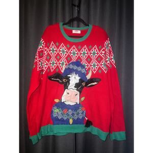 Ugly Christmas Sweater Xmas Size 2XL Cow